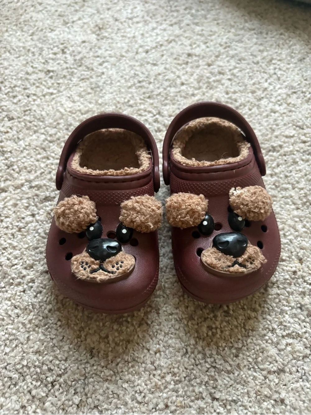 Crocs Faux Shearling Lined Bear Clog Toddler Size C6 Brown